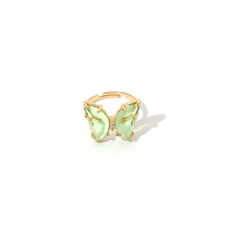 Dainty Crystal Butterfly Rings