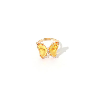 Dainty Crystal Butterfly Rings