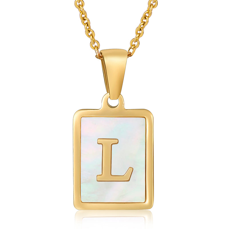 Vintage Initial Shell Pendant Necklace