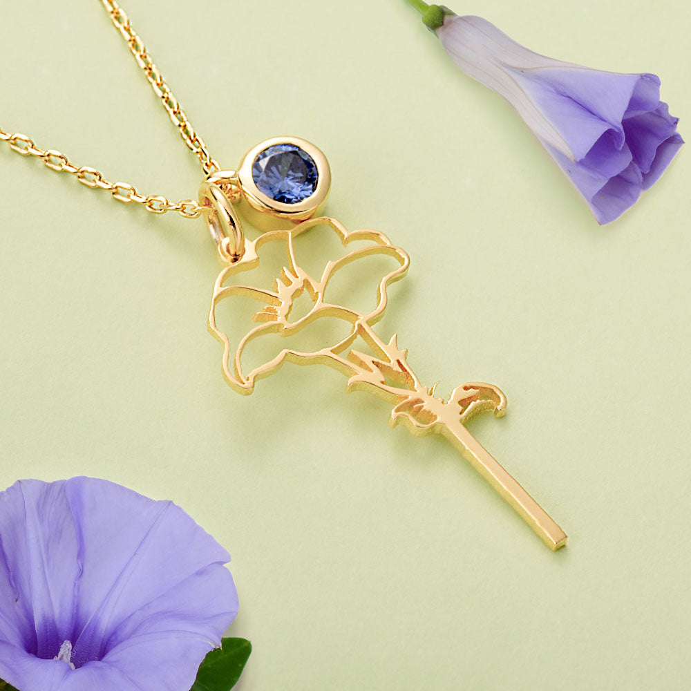 Custom Birth Flower & Birthstone Necklace