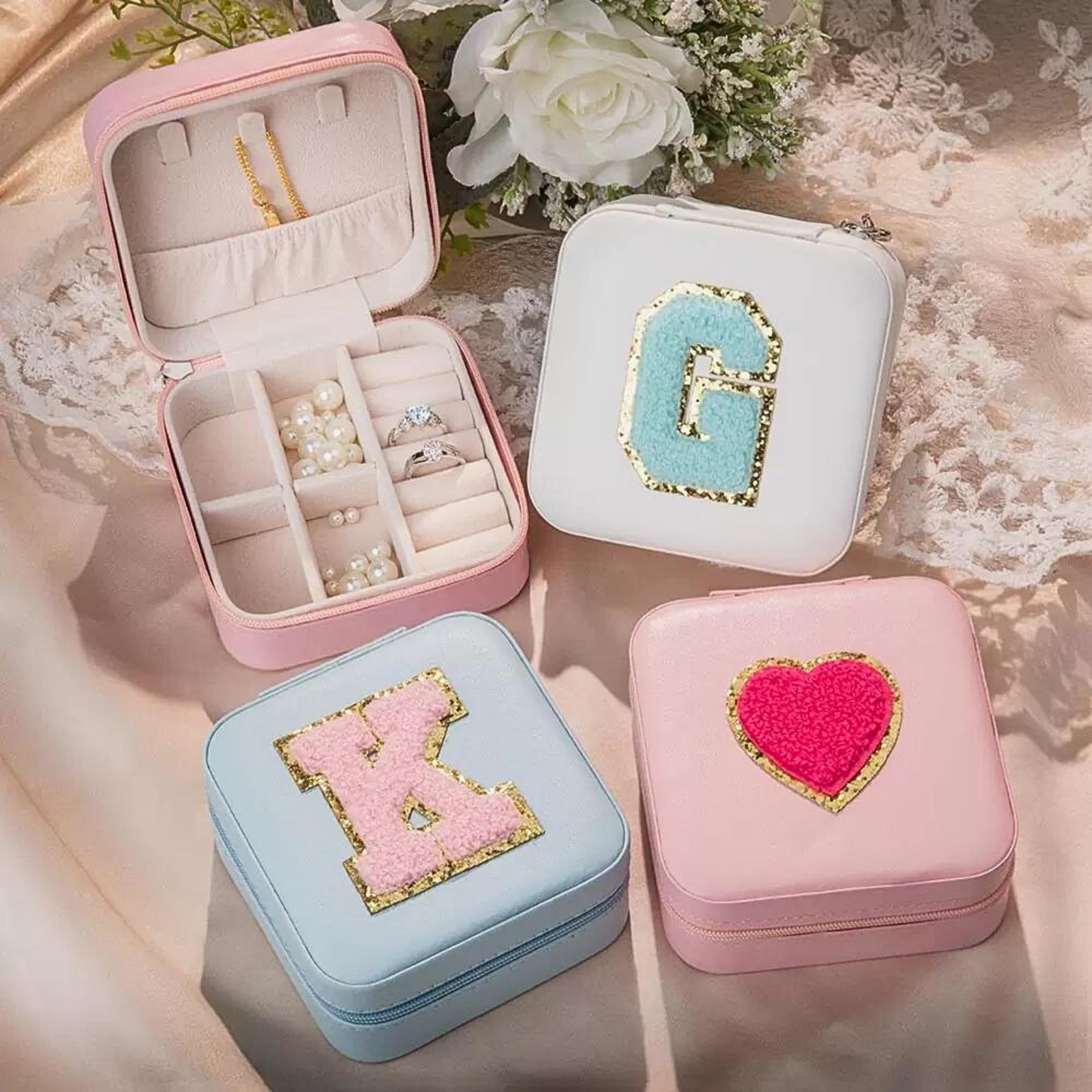 Custom Chenille Patch Initial Jewelry Box