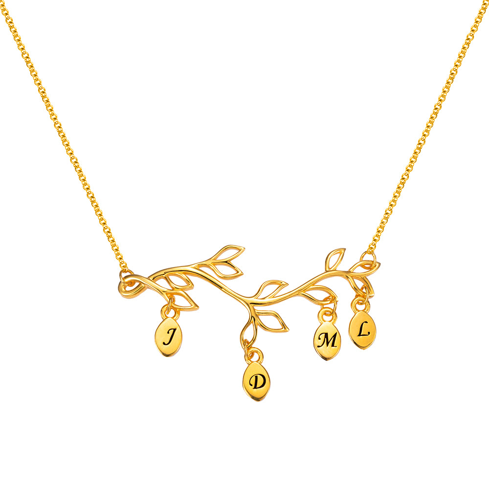 Custom Family Branch Birthstones Necklace with Initials