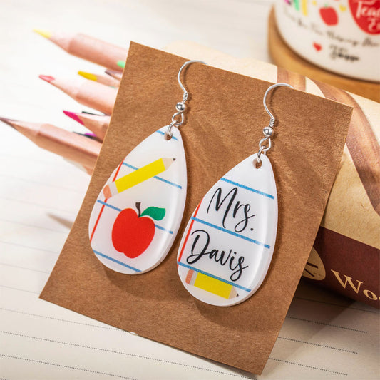 Personalized Teacher Name Earrings