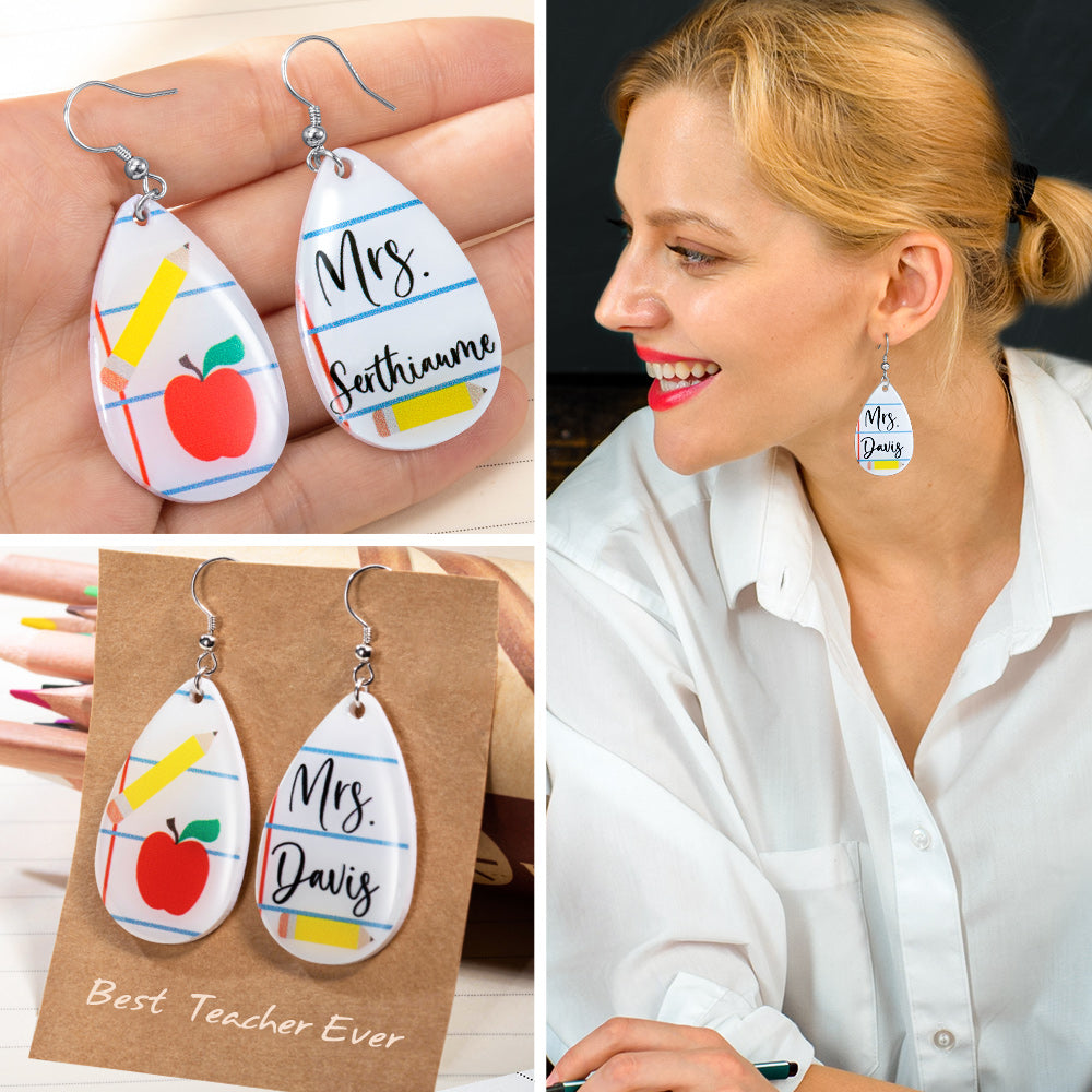 Personalized Teacher Name Earrings