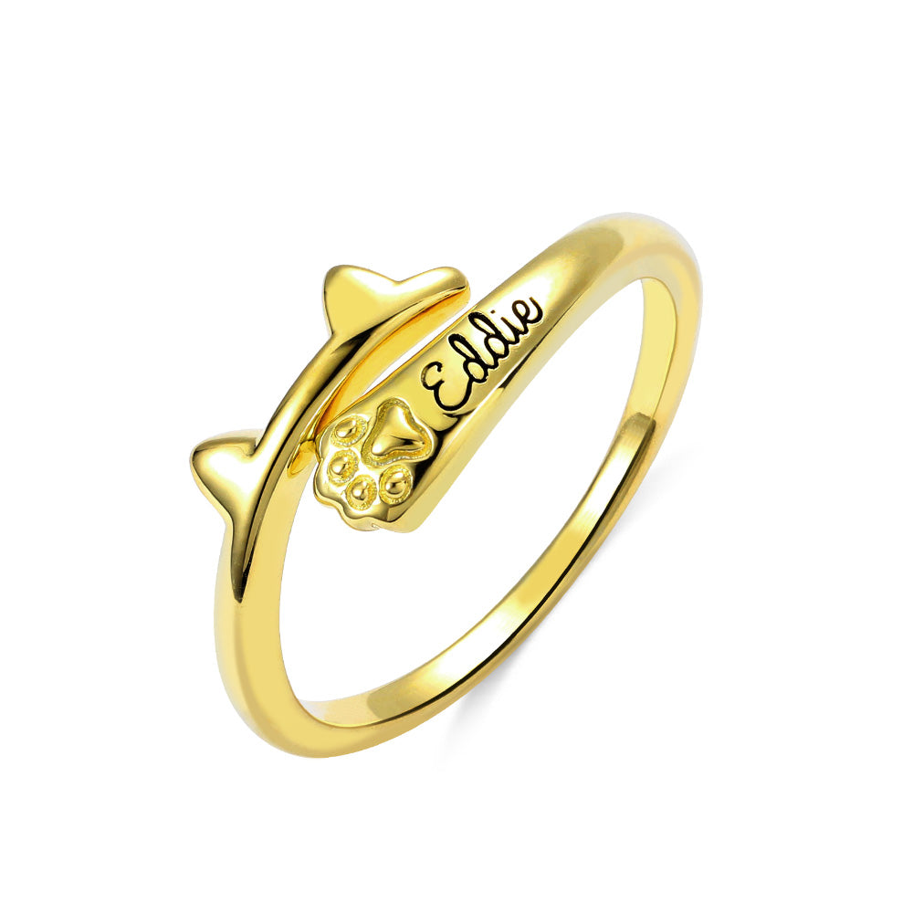 Personalized Name Cat Ring