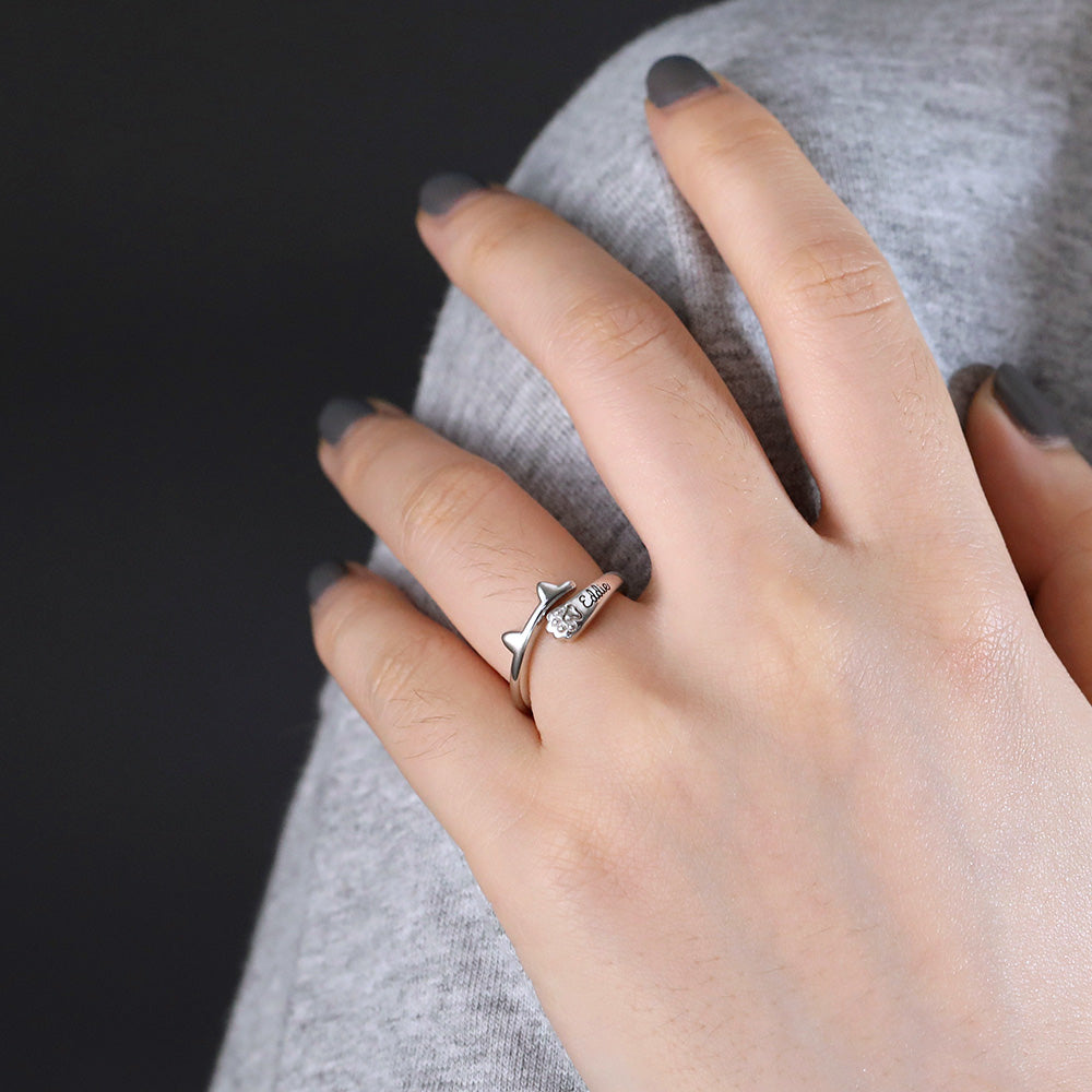 Personalized Name Cat Ring