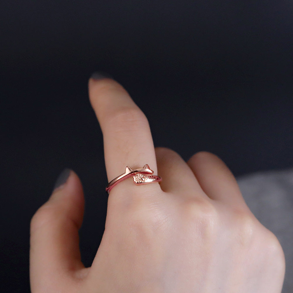 Personalized Name Cat Ring