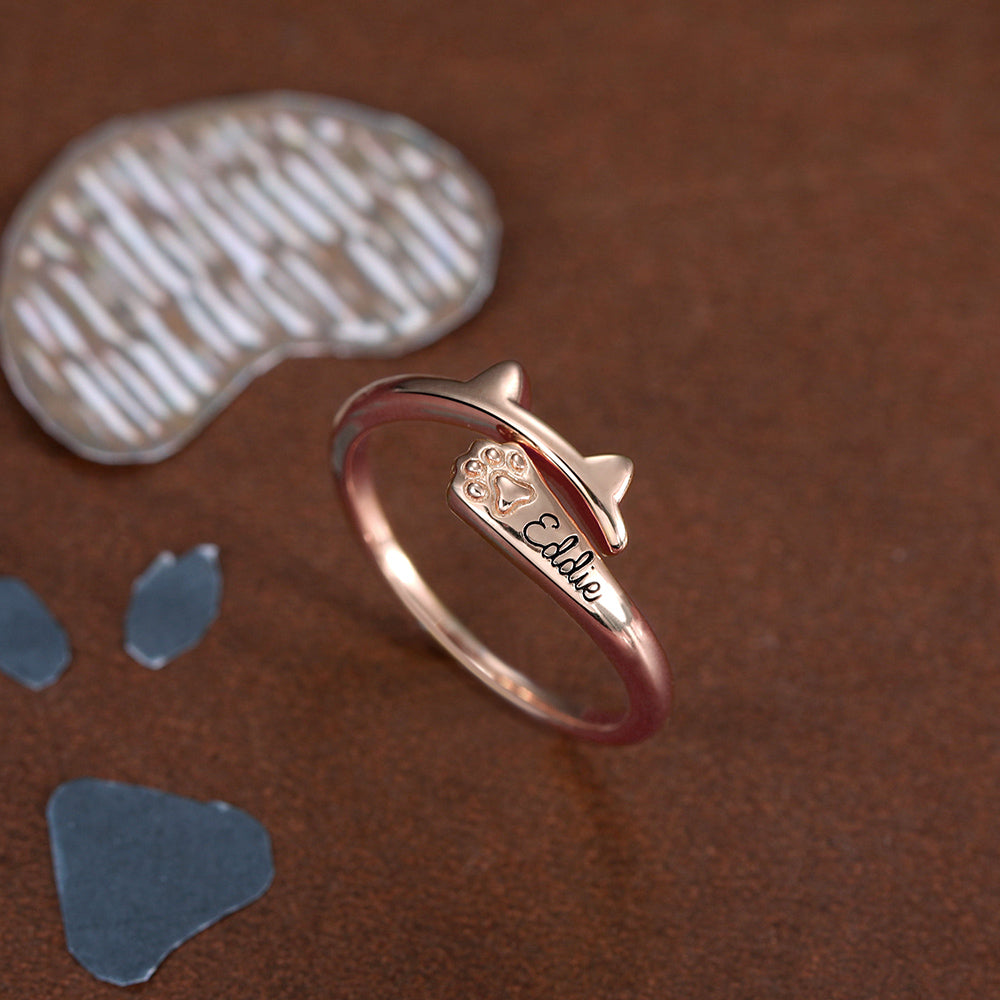 Personalized Name Cat Ring