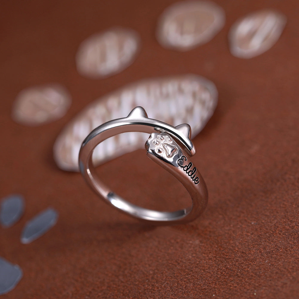 Personalized Name Cat Ring