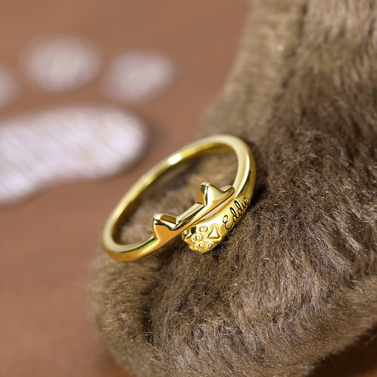 Personalized Name Cat Ring