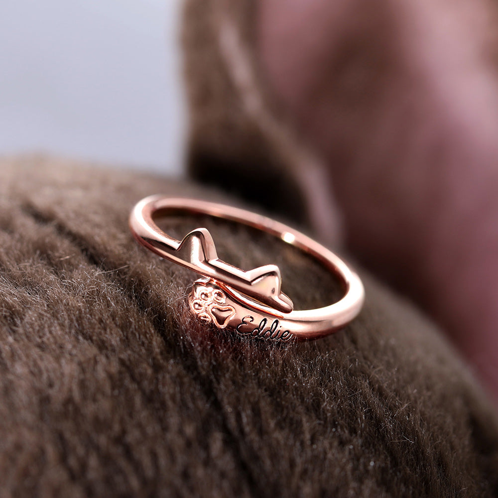 Personalized Name Cat Ring