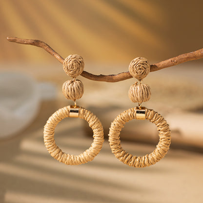 Earthy Wicker Dangle Earrings