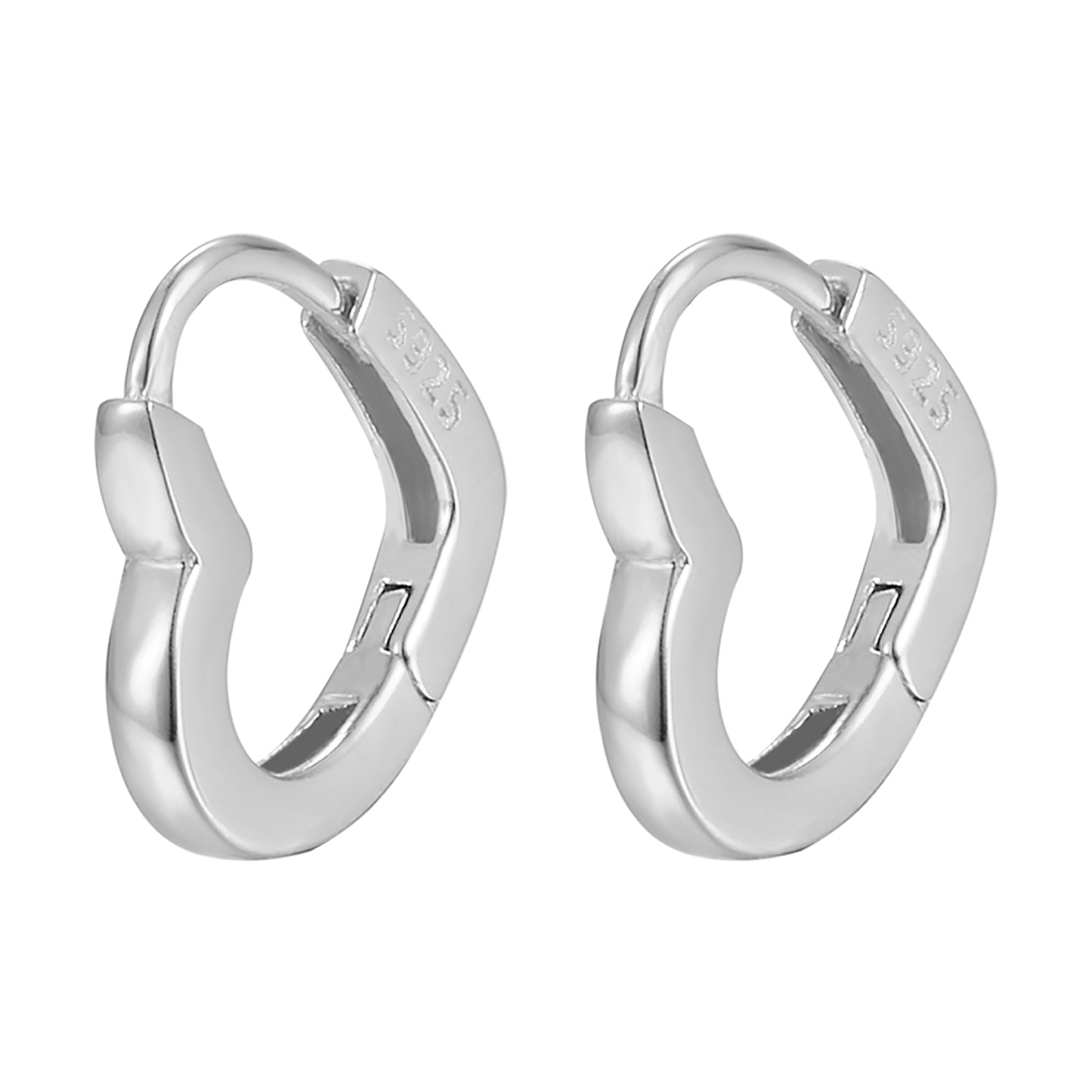 Simple Heart 925 Silver Hoop Earrings