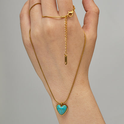 Golden Heart Turquoise Pendant Necklace