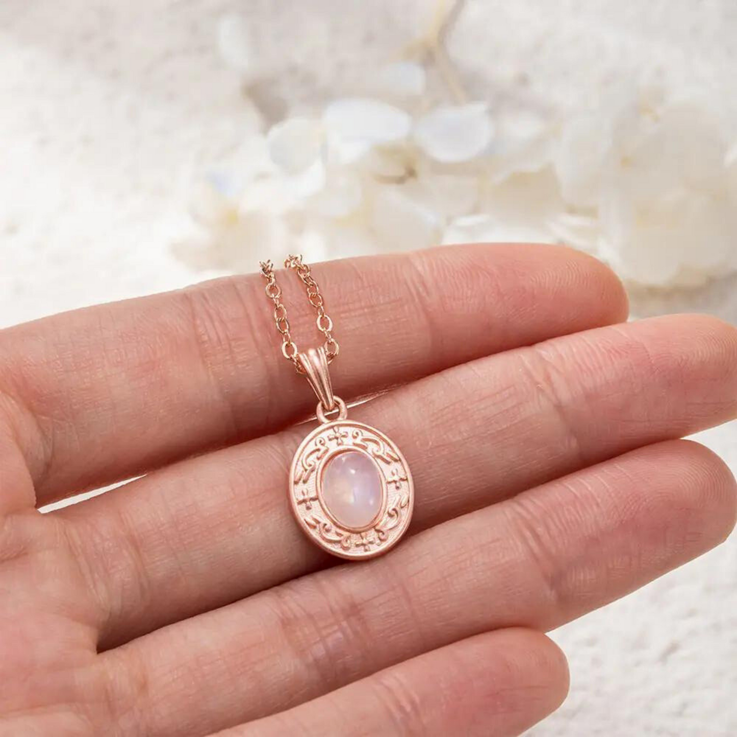 Custom Engraved Moonstone Necklace