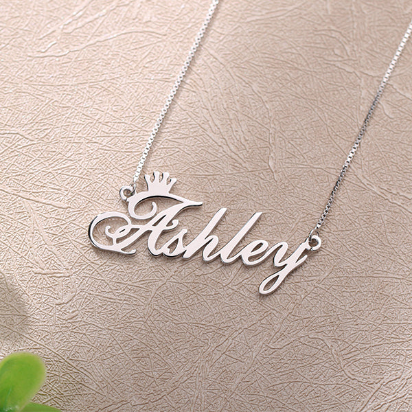 Personalized Dainty Name Crown Necklace