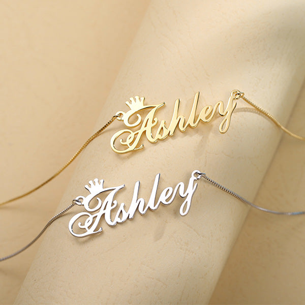 Personalized Dainty Name Crown Necklace