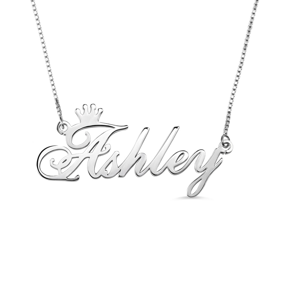 Personalized Dainty Name Crown Necklace