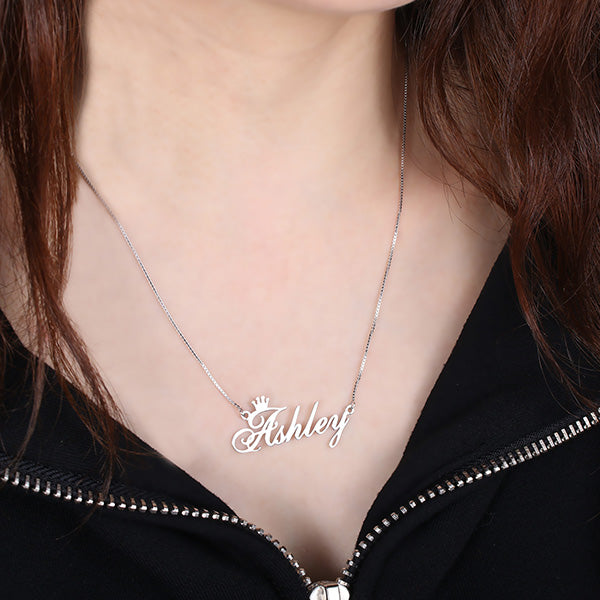 Personalized Dainty Name Crown Necklace