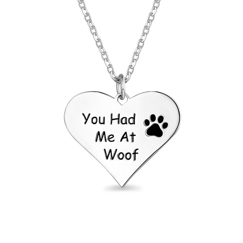 Custom Engraved Paw Heart Necklace