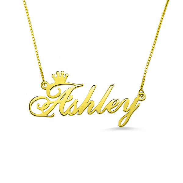 Personalized Dainty Name Crown Necklace