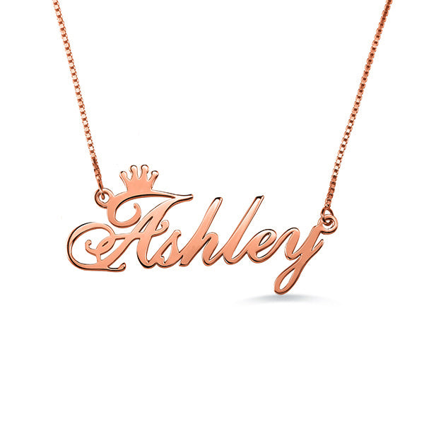 Personalized Dainty Name Crown Necklace