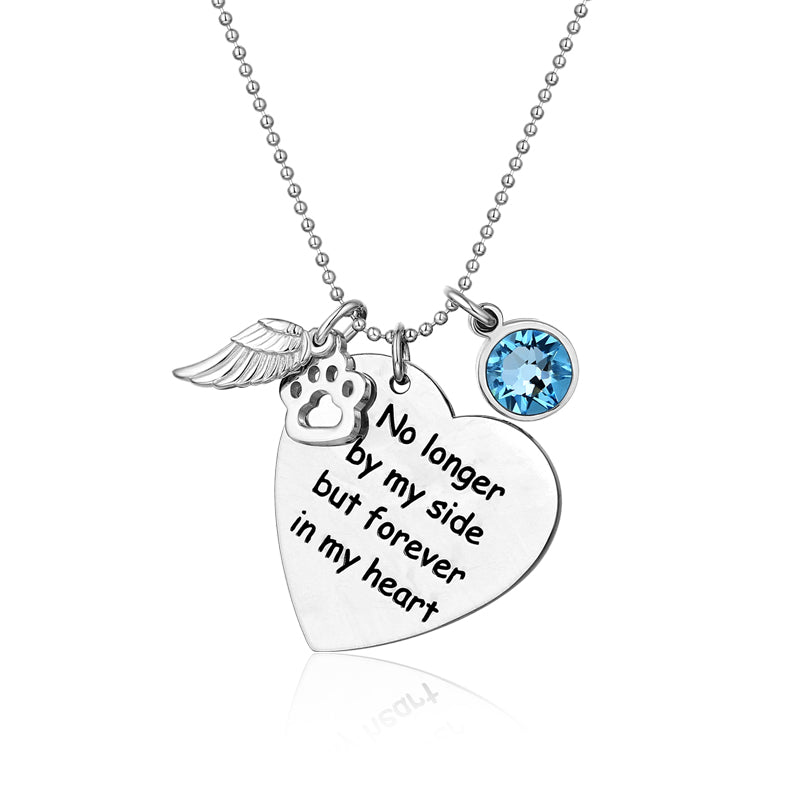 Custom Pet Memorial Heart Birthstone Necklace