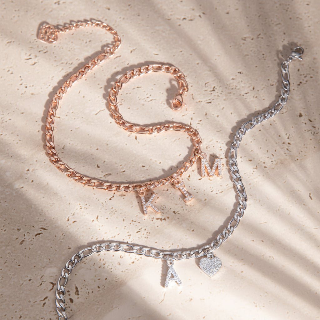 Personalized Sparkle Initial Anklet – DEVAVIDA - Main Image