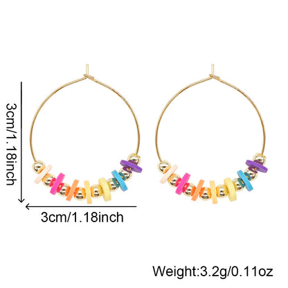 Golden Polymer Clay Beads Hoop Earrings