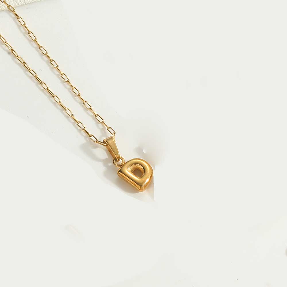 Minimalist Balloon Letter Pendant Necklace