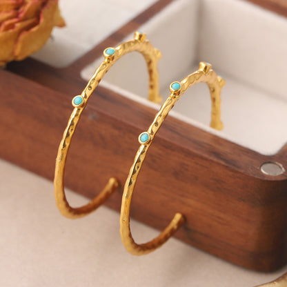 Dainty Turquoise 18K Gold Hoop Earrings