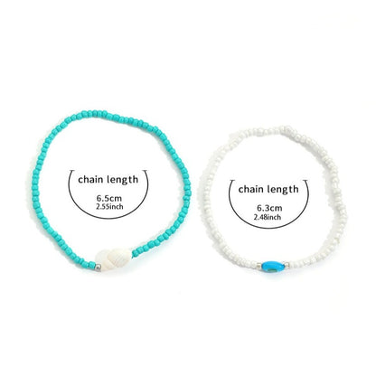 Beachy Teal Beaded Anklets