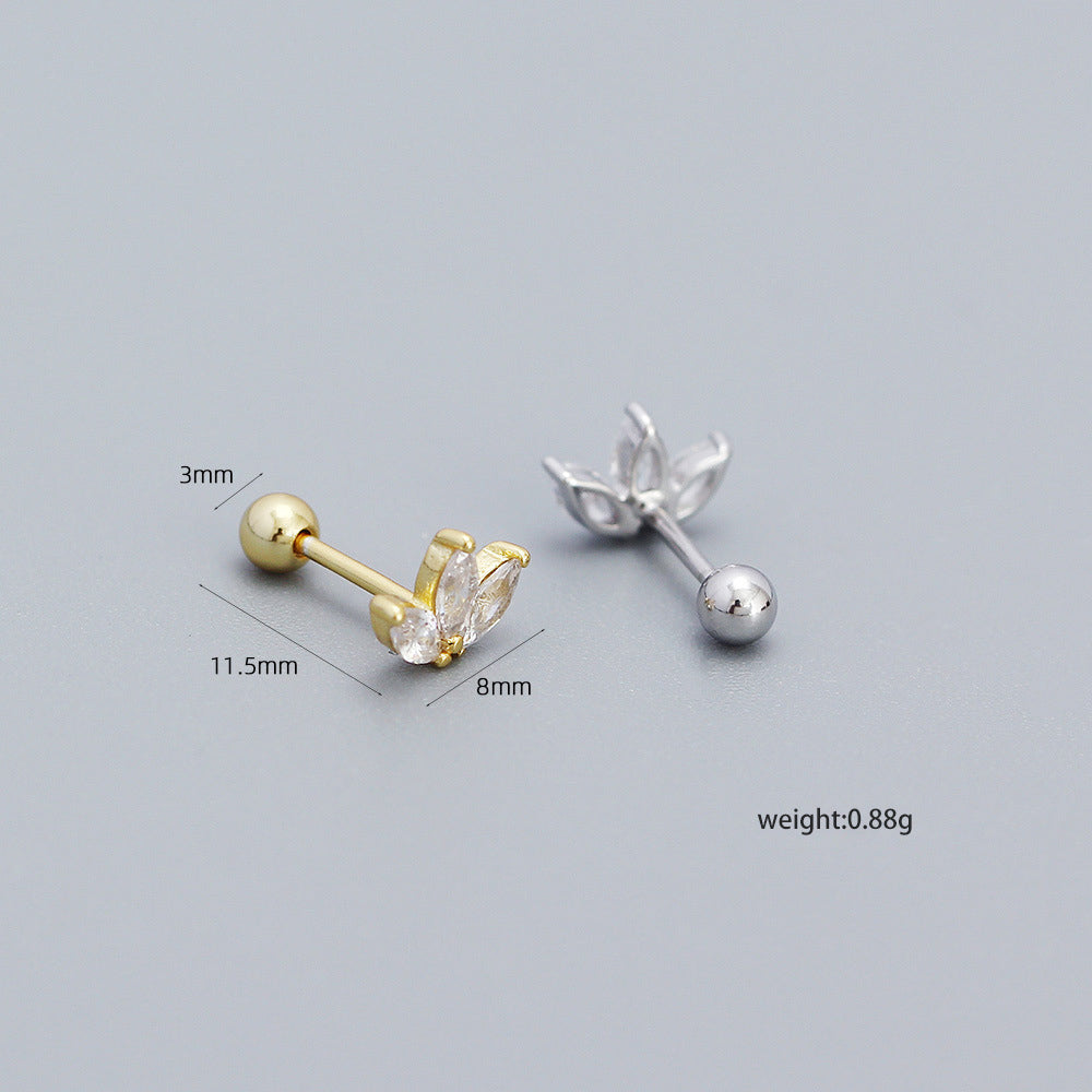 Minimalist 925 Silver Rhinestone Ear Studs