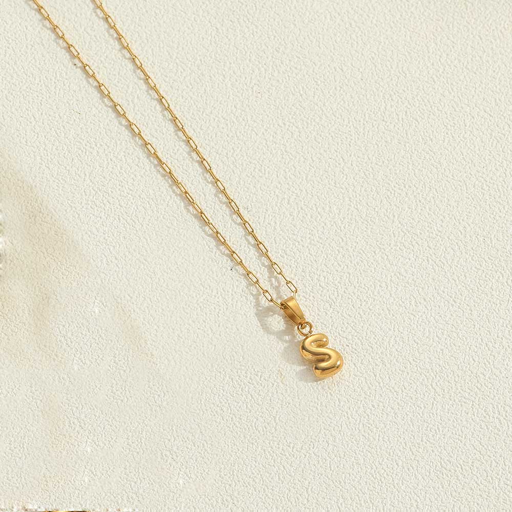 Minimalist Balloon Letter Pendant Necklace