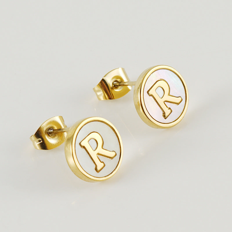 Custom Shell Letter Stud Earrings