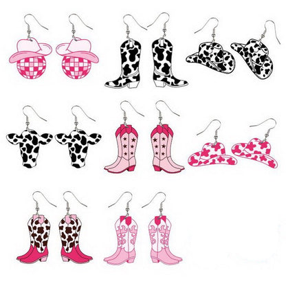 Cute Retro Cowgirl Hook Earrings