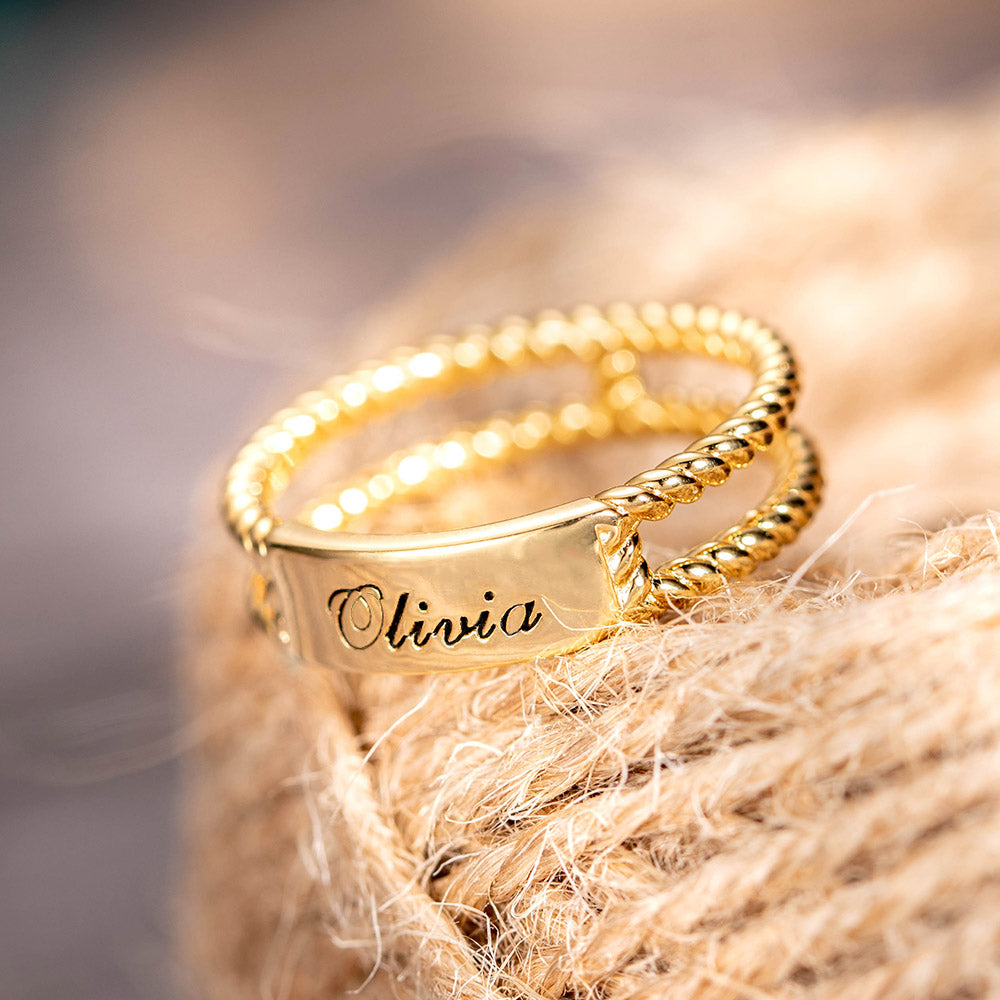 Personalized Rustic Engraved Ring