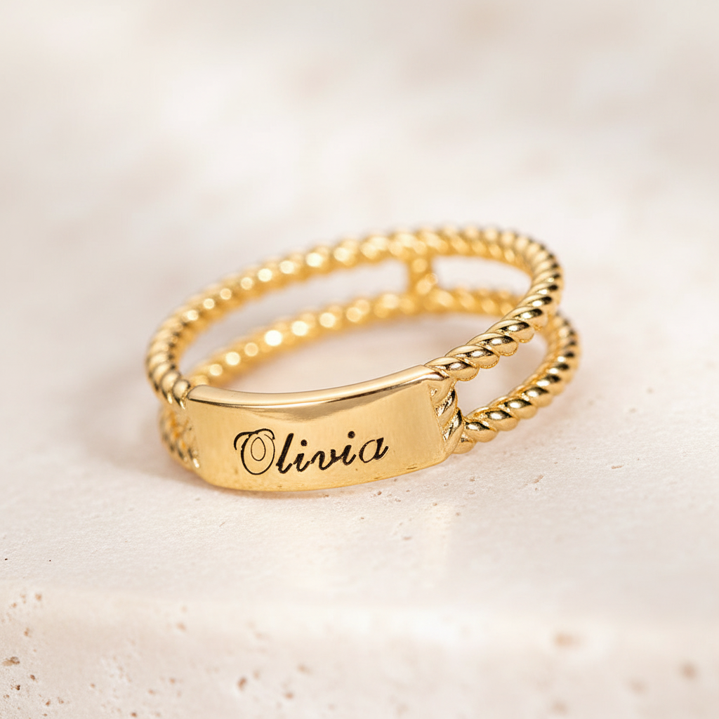 Personalized Rustic Engraved Ring