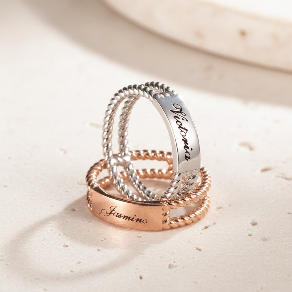 Personalized Rustic Engraved Ring