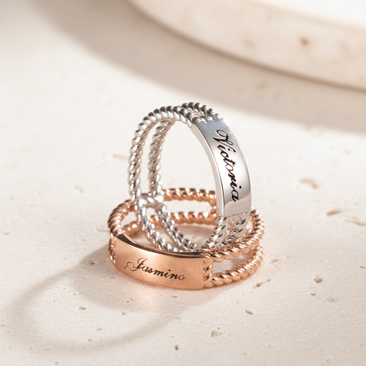Personalized Rustic Engraved Ring