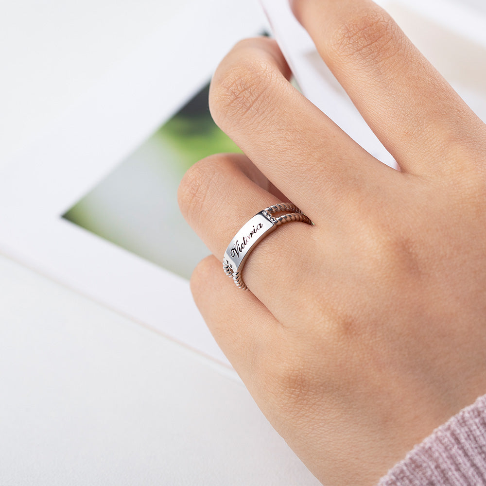 Personalized Rustic Engraved Ring