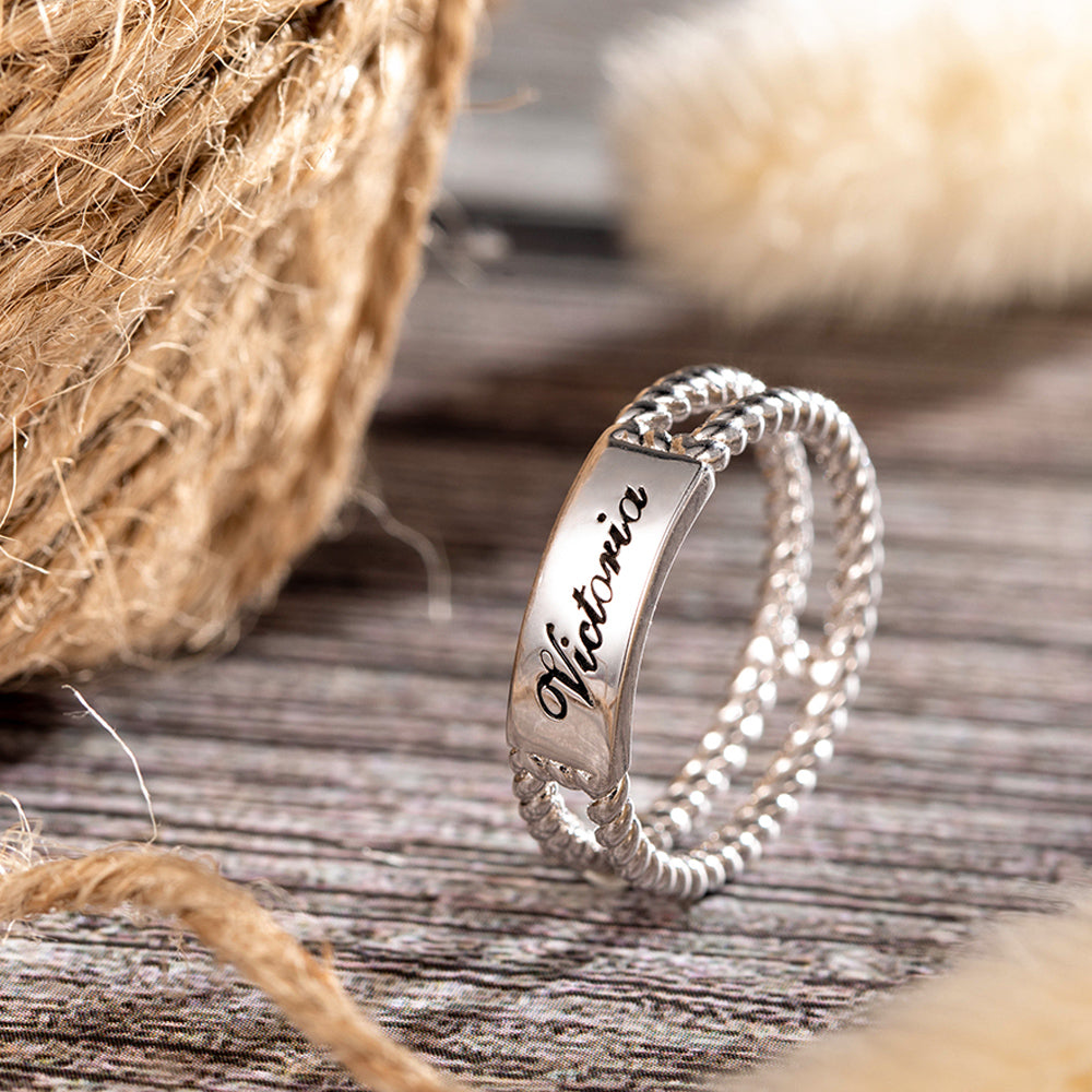 Personalized Rustic Engraved Ring