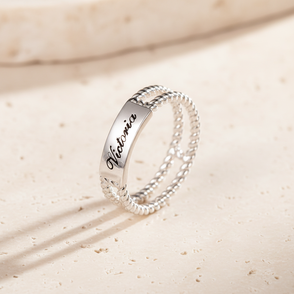 Personalized Rustic Engraved Ring