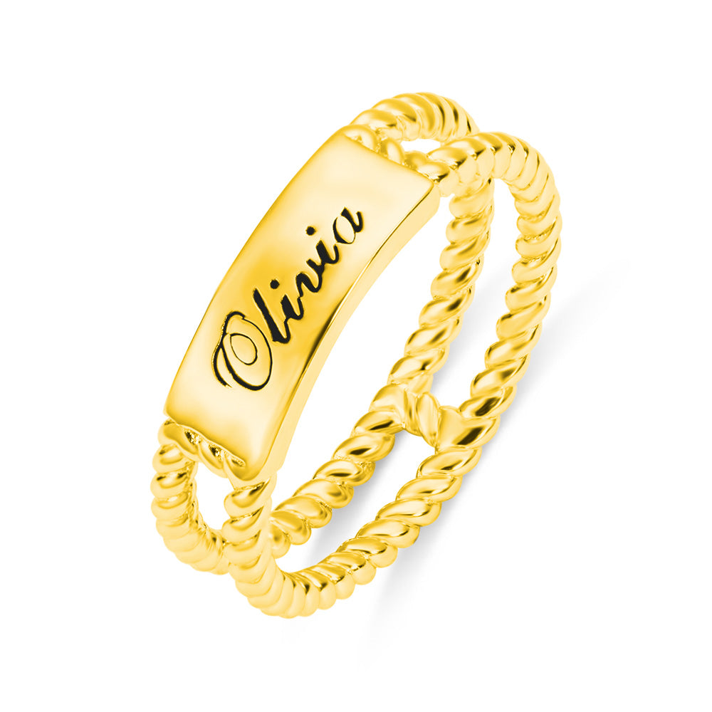 Personalized Rustic Engraved Ring