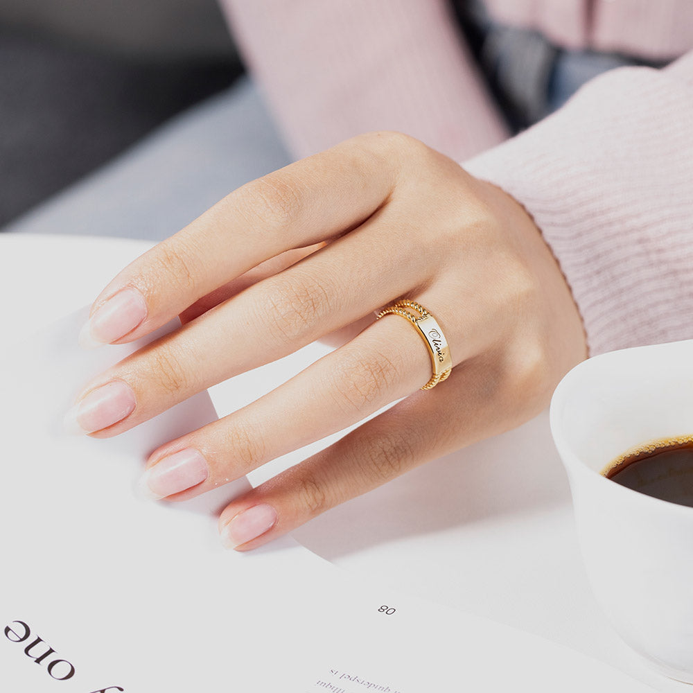 Personalized Rustic Engraved Ring