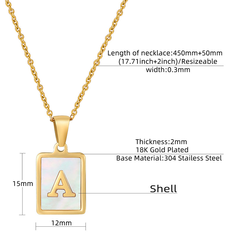 Vintage Initial Shell Pendant Necklace