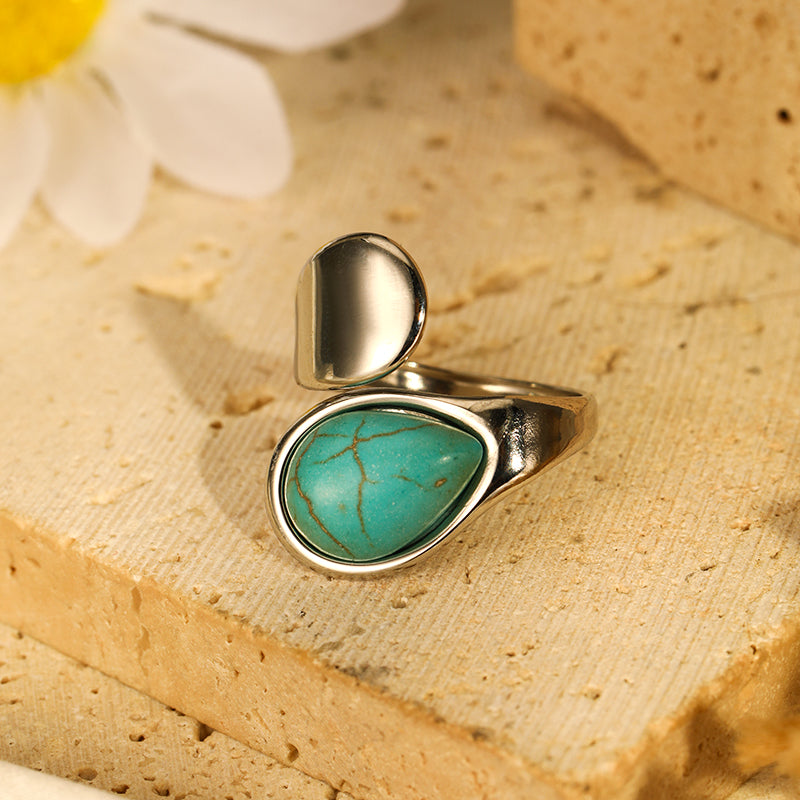 Boho Simple Turquoise Open Ring