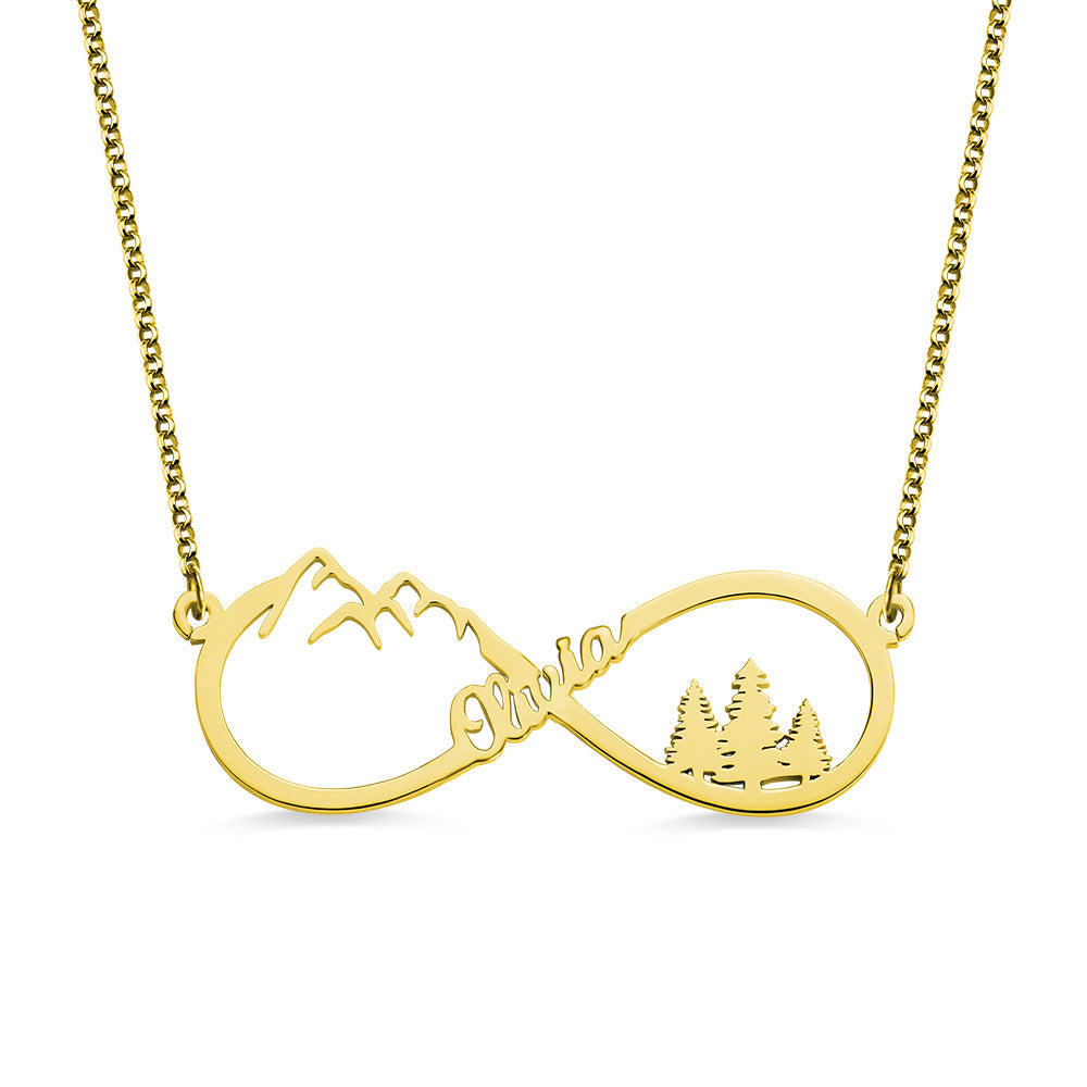 Custom Mountain Infinity Name Necklace