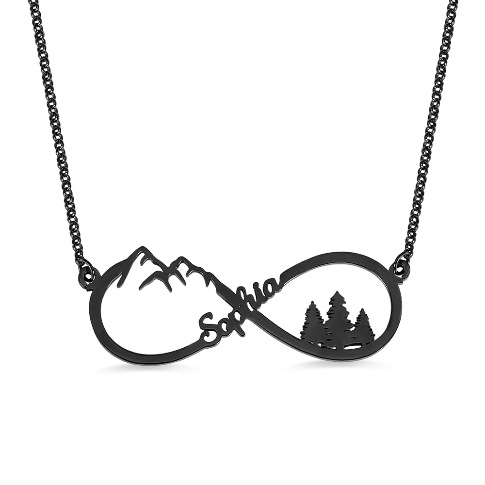 Custom Mountain Infinity Name Necklace