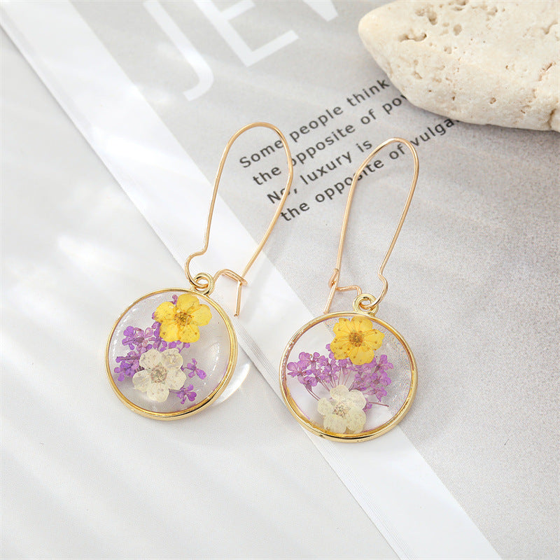 Pressed Flowers Resin Drop Earrings